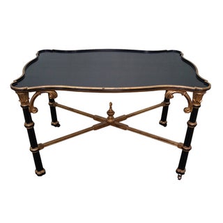 EJ Victor Ebonized & Gilt Faux Bamboo Coffee Table For Sale