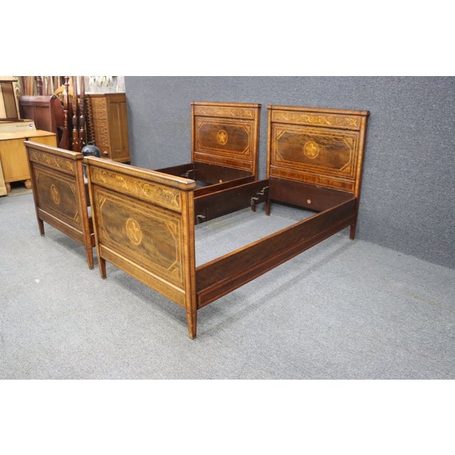 Wood Aimone Mahogany & Satinwood Single Bed/Pair For Sale - Image 7 of 11