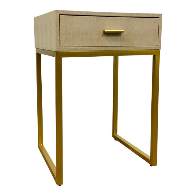 Modern Beige Faux Lizard Side Table For Sale