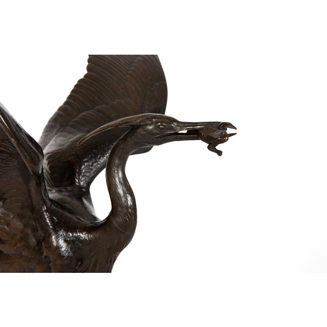 Rare French Bronze Sculpture Heron and Frog by Henri Alfred Jacquemart For Sale - Image 6 of 18