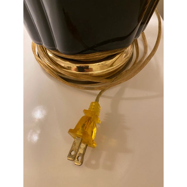 Textile Vintage Art Deco Nouveau Black Table Lamp With Fringe Shade For Sale - Image 7 of 8