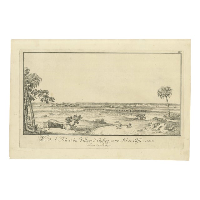 Norden, Island and Village of Cufeeq Between Sol and Cafi, Egypt, Engraving, 1755 For Sale
