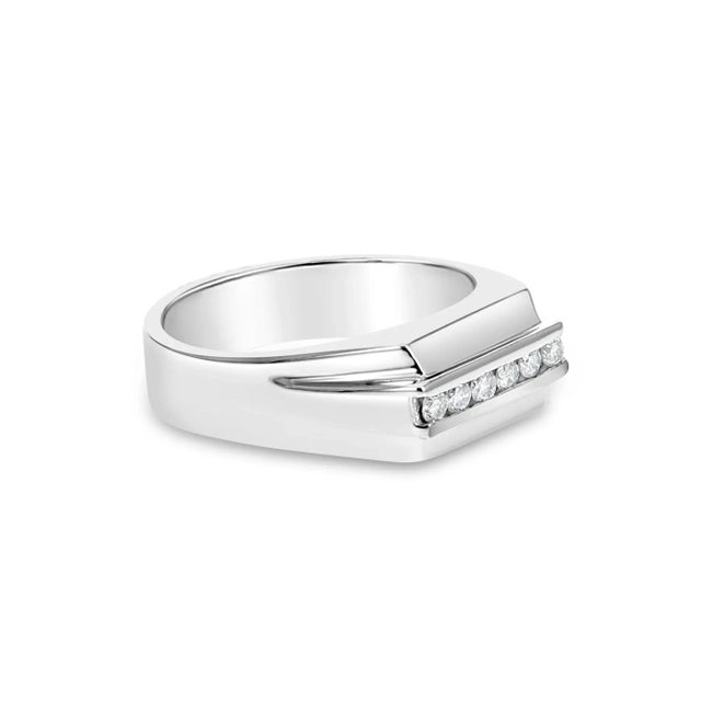 Contemporary Mens Diamond Wedding Band .23cttw 14k White Gold, Size 10 For Sale - Image 3 of 4