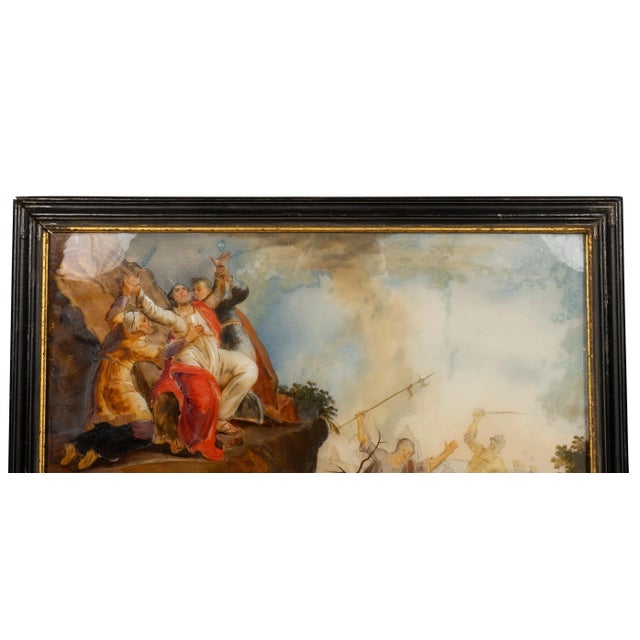 European Reverse Paintings on Glass - a Pair For Sale - Image 9 of 12