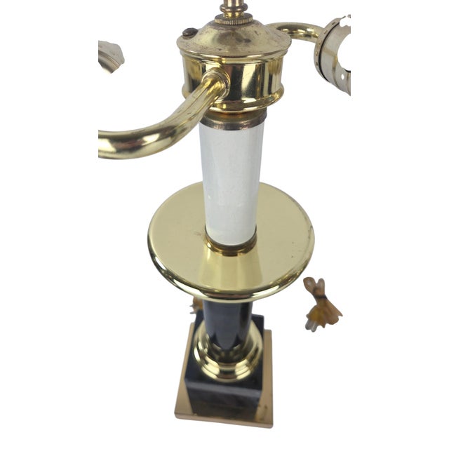 Black 1980s Brass & Black Marble Neoclassical Column Table Lamps, a Pair For Sale - Image 8 of 14