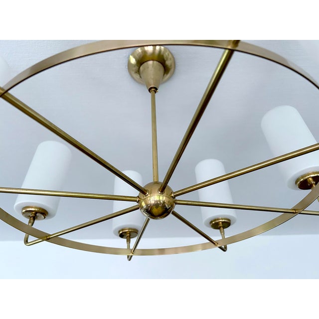 Large Vintage Italian Glass and Brass Chandelier, 1950s For Sale - Image 17 of 18