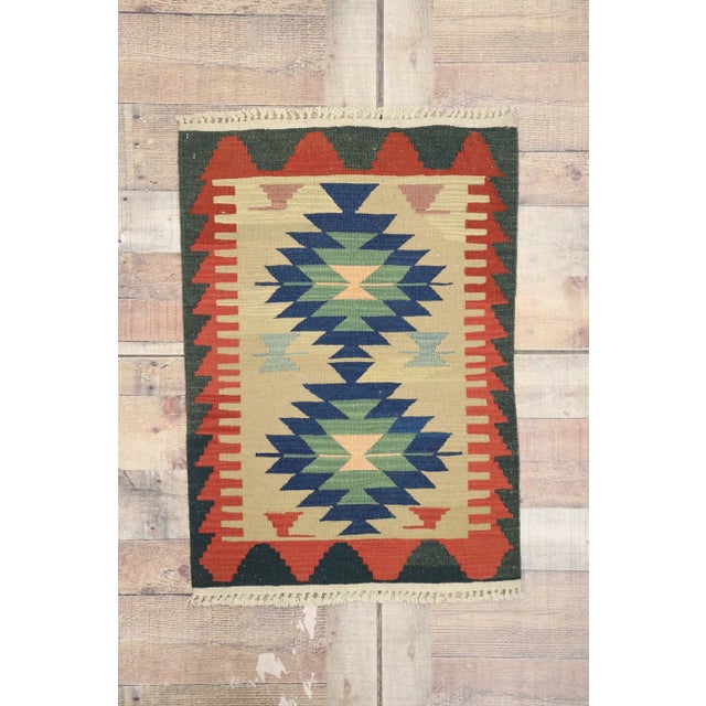 Tan Vintage Persian Shiraz Kilim Rug - 02'00 X 02'10 For Sale - Image 8 of 9