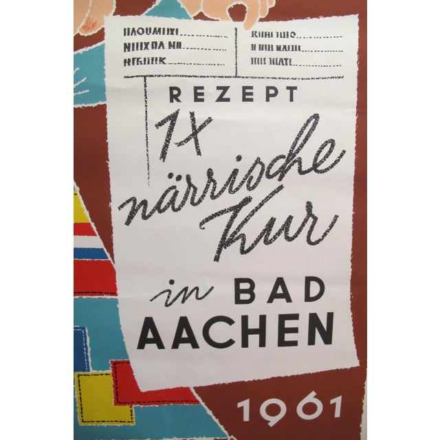 Mid-Century Modern 1961 Original Vintage German Carnival Poster - Aak - Ausschuss Aachener Karneval e.V. For Sale - Image 3 of 6