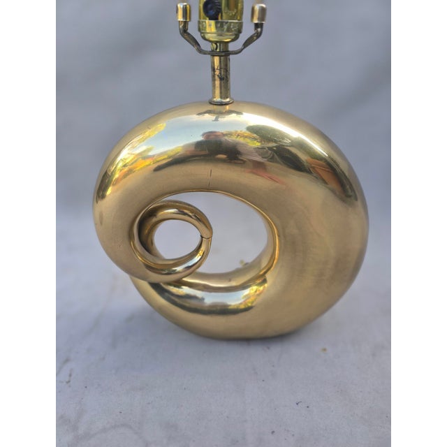 Hollywood Regency Vintage Solid Brass Swirl Lamp For Sale - Image 3 of 11