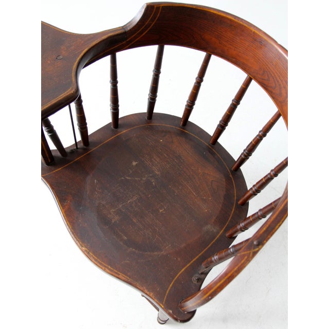 Wood Antique Crocker Chair Company Windsor Writing Arm Chair For Sale - Image 7 of 15