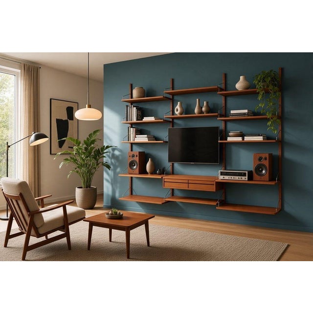 1970s Large Wall-Mounted Shelving System in Teak by Poul Cadovius for Cado, 1960s For Sale - Image 5 of 18