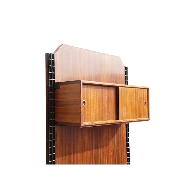 1960s Mid-Century Modern Italian Wall Unit in Wood Brass and Painted Metal, 1960s For Sale - Image 5 of 18