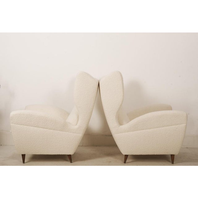 Set of Lounge Chairs with Wingback in Cream Bouclé by Melchiorre Bega For Sale - Image 16 of 18
