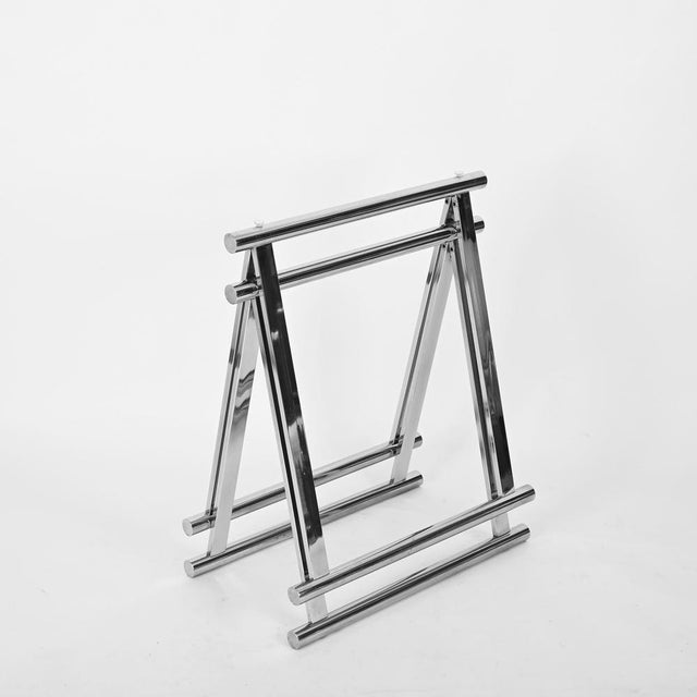 Milo Baughman Mid-Century Modern Italian Chromed Steel Trestles by Milo Baughman, 1970s, Set of 2 For Sale - Image 4 of 13