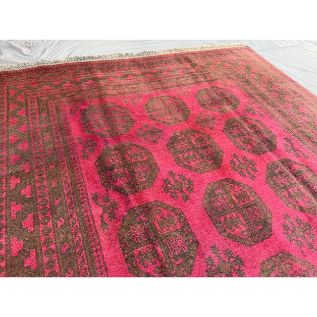 Vintage Turkmen Bukhara Rug Hand-Knotted Elephant Foot Living Room Rug For Sale - Image 6 of 12