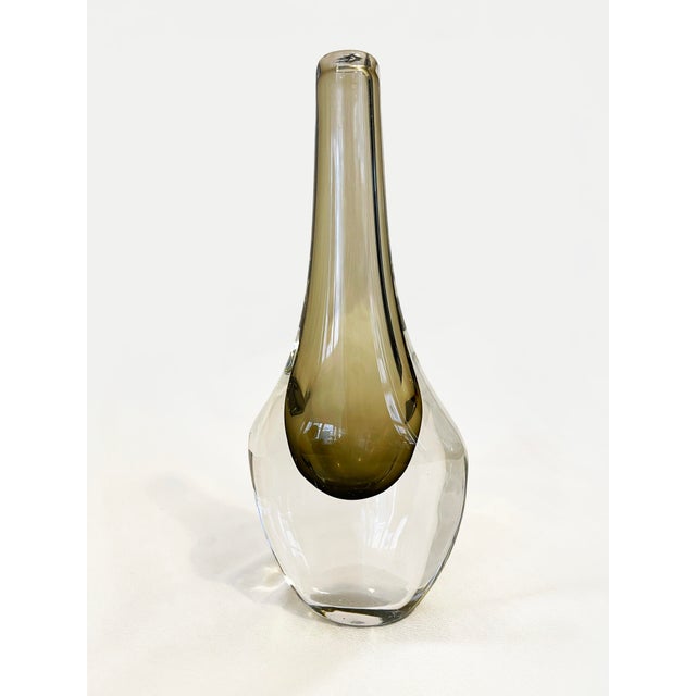 Vintage Smoked Glass Vase by Nils Landberg for Orrefors Glassworks, Sweden, 1950s For Sale - Image 10 of 11