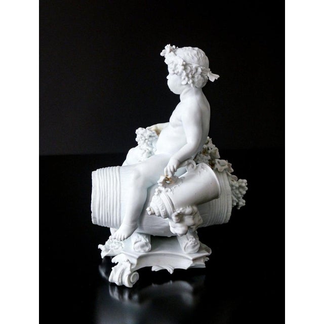 White Sculpture of Drunken Putto in Biscuit For Sale - Image 8 of 15