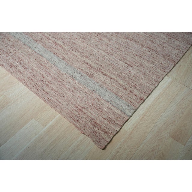 4x6 Rhea Selene Kilim Coral Solid Open Field Modern Flatweave Wool Carpet Rug For Sale - Image 10 of 11