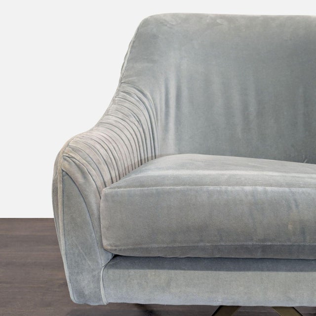West Elm Roar & Rabbit Pleated Velvet Swivel Chair For Sale In San Francisco - Image 6 of 11