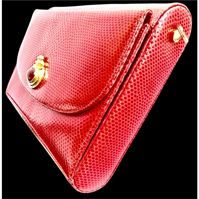 90s Judith Leiber Karung Snakeskin Wallet on Chain Handbag Clutch Gemstone Vintage For Sale - Image 10 of 12