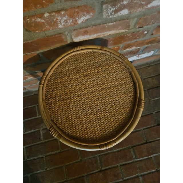 Vintage Bamboo and Wicker Side Table/Plant Stand For Sale - Image 4 of 11