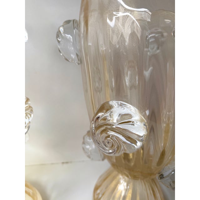 Contemporary Pair of Murano Glass Vase Macaroons Lamps, Italy For Sale - Image 4 of 12