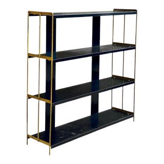 Mid-Century Modern Brass & Black Aluminum Bookshelf Etagere Stand For Sale