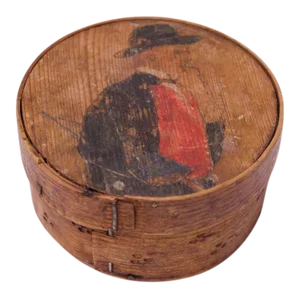 Antique English Snuff Box / Pipe Tobacco Case With Hand-Painted Decoration