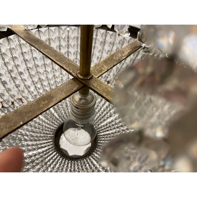 Bronze Crystal Basket Chandelier, 1940s For Sale - Image 4 of 10