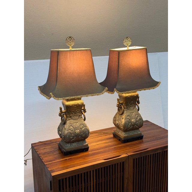 Chinoiserie In the Style of James Mount Chinoserie Table Lamps, Pair For Sale - Image 3 of 12