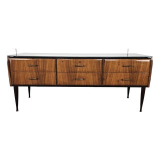 Mahogany Burl Chest of Drawers with Mirrored Top, 1960 For Sale