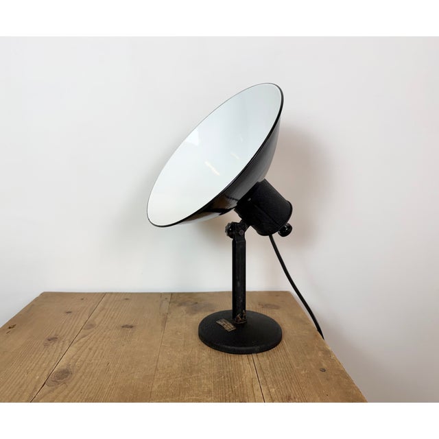 Vintage Industrial Black Enamel Table Lamp from EB, 1950s For Sale - Image 4 of 17