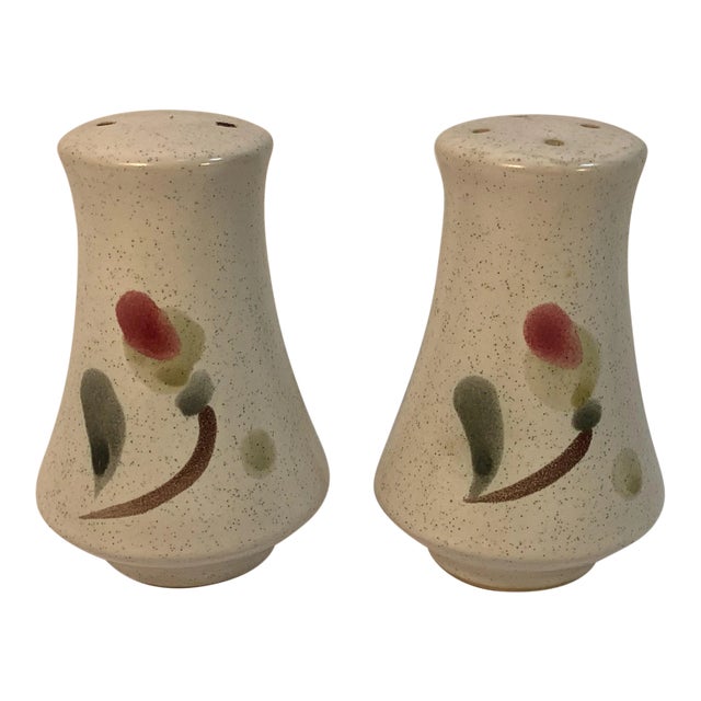 1970s Noritake County Fair Stoneware Salt & Pepper Set- 2 Pieces For Sale