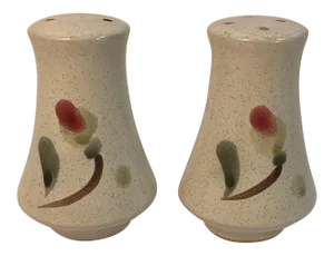 1970s Noritake County Fair Stoneware Salt & Pepper Set- 2 Pieces