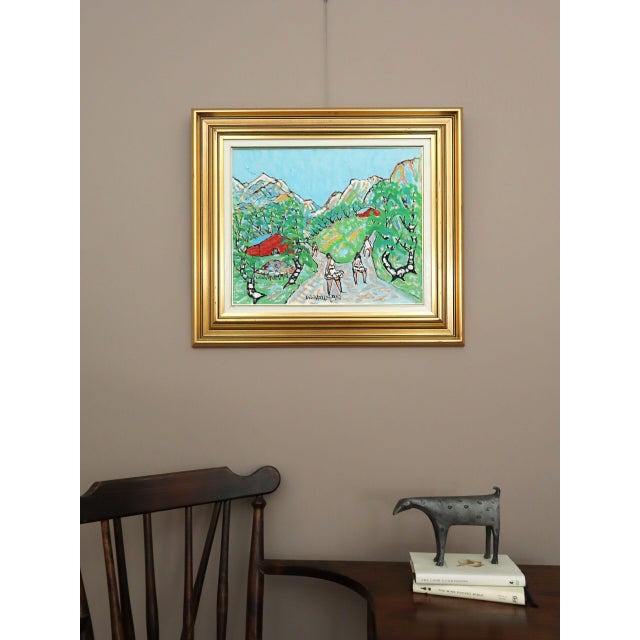 Mid-Century Modern Mid-Century Modern 'Valley Walk' Expressive Landscape Oil Painting by Swedish Artist Uno Vallman (1913-2004), Framed For Sale - Image 3 of 10