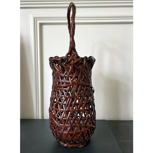 Brown Japanese Suzuki Gengensai Bamboo Ikebana Basket For Sale - Image 8 of 13
