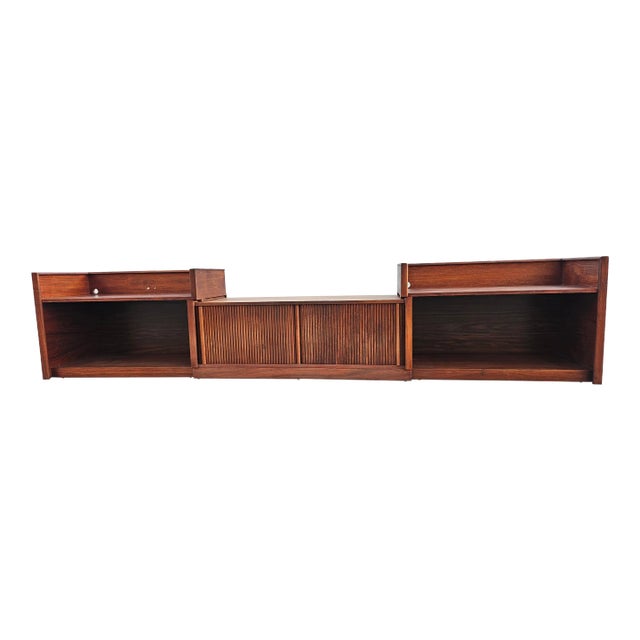 1960s Barzilay Style Stereo Console Furniture Tambour Door For Sale