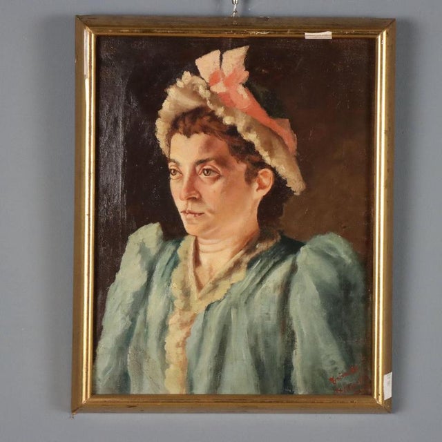 Female Portrait, 1892, Oil Painting on Canvas, Framed For Sale - Image 12 of 12