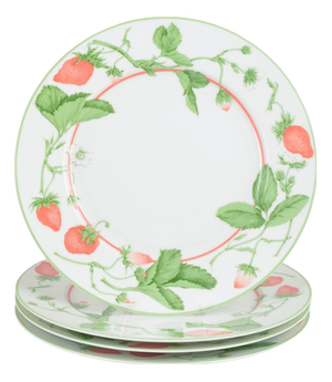 Porcelain Fraise Series Charger Plates by Bill Goldsmith for Limoges, 1980s, Set of 4
