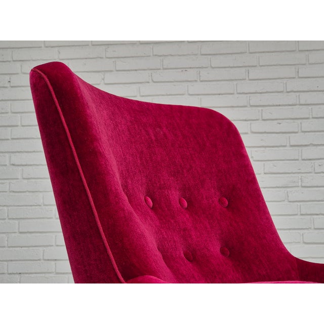 Vintage Danish Easy Chair in Velour, 1960s For Sale - Image 6 of 18