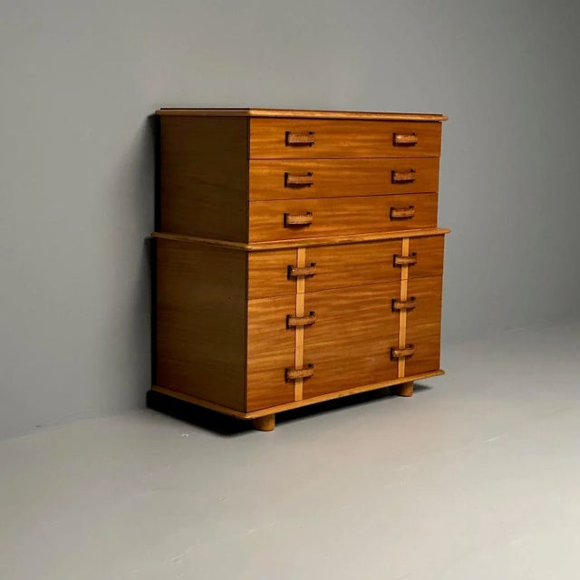 Paul Frankl, Rare Station Wagon Highboy Dresser, Rock Maple, Leather, Usa, 1950s For Sale - Image 10 of 12