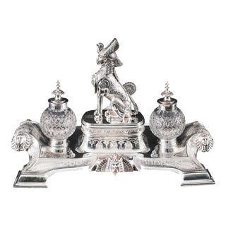 Antique Victorian Egyptian Revival Inkstand, 1890s For Sale