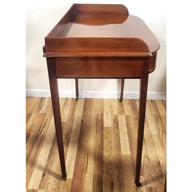Wood Antique English Sheridan Inlaid Two Drawer Sideboard Server Table For Sale - Image 7 of 13