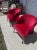 Hollywood Regency Pair of Red Velvet Vintage Tub Chairs For Sale - Image 3 of 5