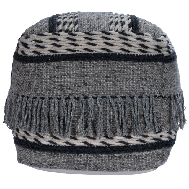 Spritely Home Accent Furniture Brynn Square Pouffe, Gray For Sale - Image 4 of 8