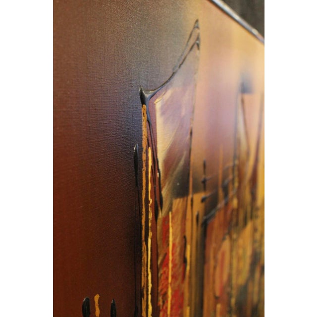 Mid-Century Large Abstract Oil on Canvas by Leson For Sale In New York - Image 6 of 13