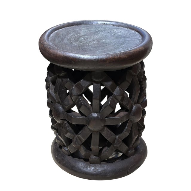 Tribal Vintage Lg Tribal Nobility Bamileke Spider Stool/Table Cameroon 19.5" H For Sale - Image 3 of 10