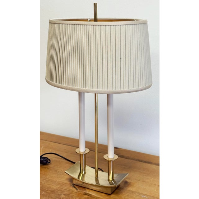 Stiffel Vintage Stiffel Modern Bouillotte Style Brass Table Lamp For Sale - Image 4 of 10