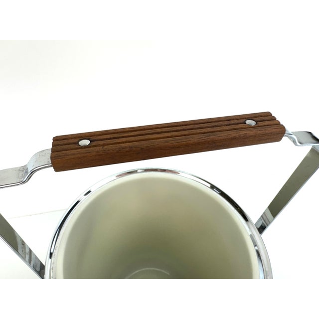 1960s Mid-Century Modern Kromex Black Faux Alligator, Chrome & Wood Ice Bucket For Sale - Image 11 of 11