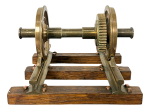 Vintage Brass Railway Wheelset Display Model Paper Press, 1920s